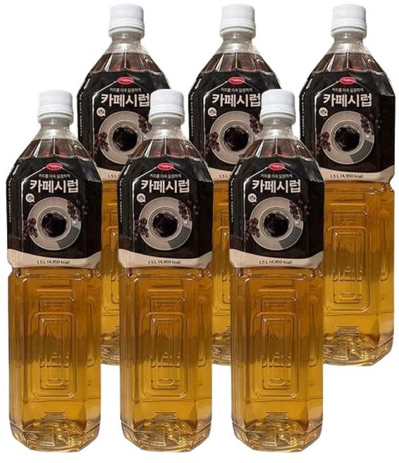 푸드웰 카페시럽 1.5Lx6개+시럽펌프 시럽 푸드웰 펌프 카페시럽 시럽펌프, 6개, 1.5L