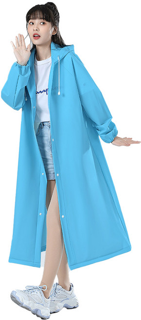 아띠꼴로 휴대용 일회용 우비 등산 캠핑 레인코트 코트형 판초우의, 파스텔블루, 2개