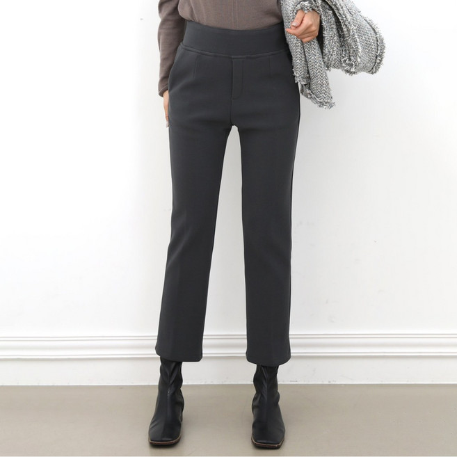 그레힙 겨울 여성 골프 바지 핀턱 세미 부츠컷 스판 9부 기모 스판 밴딩 팬츠