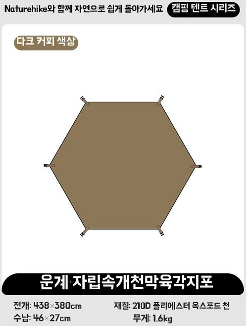 네이처하이크 클라우드 원터치 지니 지퍼 타프 차량 퀵오픈 쉘터형 캐노피 도킹 돔 텐트, O. 육각형 채광창+바닥