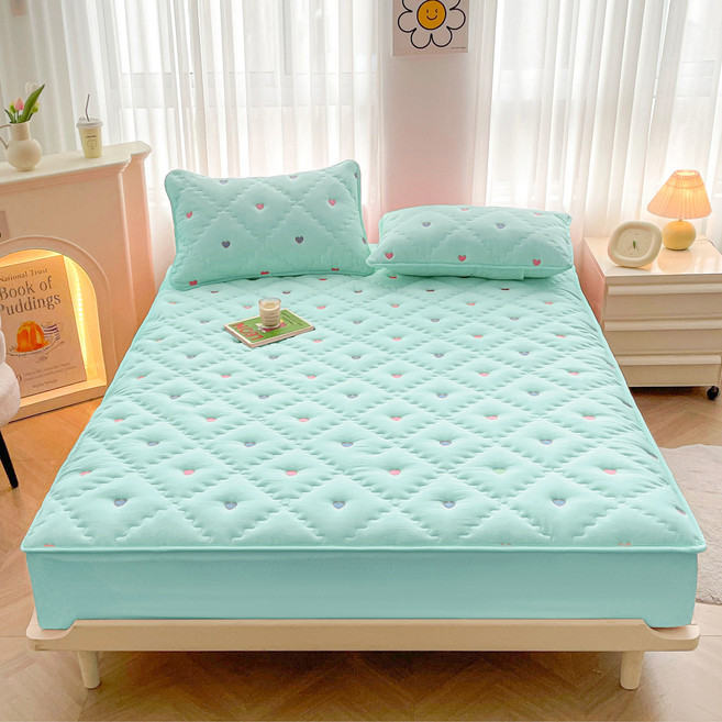 사랑 누빔 자수 방수 매트리스 커버