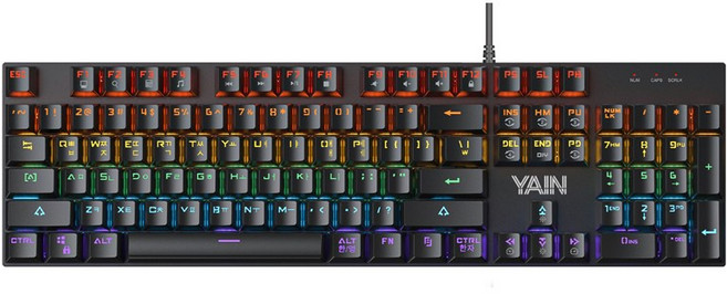 야인컴퓨터 YAIN MJ-7000 유선 기계식 LED 키보드 [정품], 청축, MJ7000, 블랙