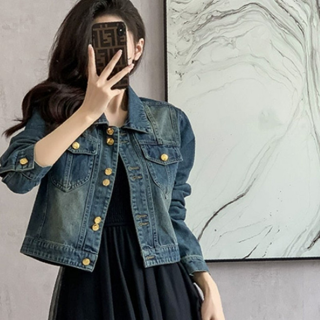 SAHINER 여성 봄 데님 재킷 캐주얼 크롭 청자켓 BWT27