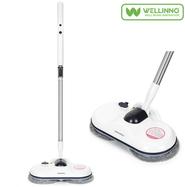 웰리노 아쿠아 무선 물걸레 청소기 가정용 회전식 습식 듀얼스핀, 화이트