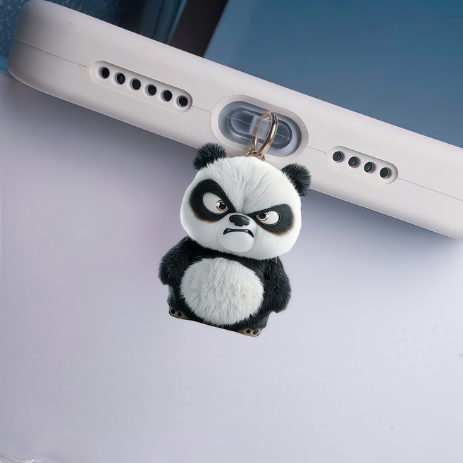 스마트폰 먼지막이스마트폰 먼지 방지 케이스스마트폰 먼지막이 펜던트팬더 펜던트스마트폰 방수 마개키링 펜던트, 1개, 앵그리 팬더 펜던트Type-C 호환