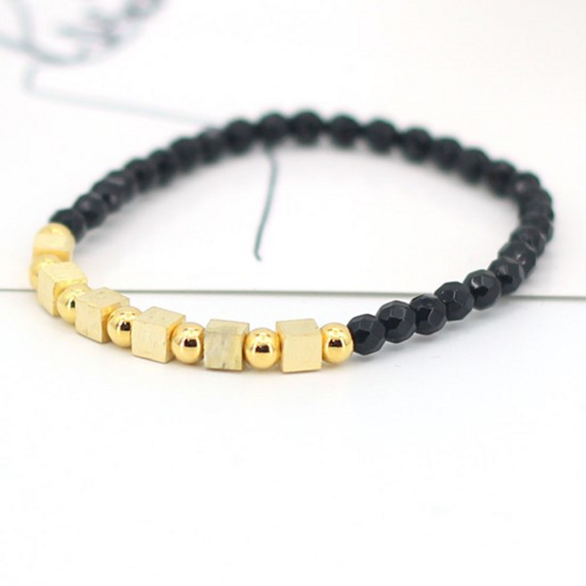 에르모사제이 젬스톤 SG008-블랙 스피넬 4mm+골드 패션 불교 소원 부적 염주 순은 실버 볼팔찌 여자 남자 은팔찌 커플 은볼 비즈 천연 원석 팔찌