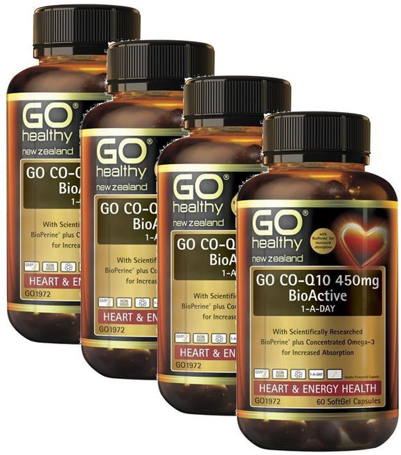 뉴질랜드 고헬씨 Go Healthy CO-Q10 코큐텐 450mg 바이오 액티브 원어데이 캡슐, 4개, 60정