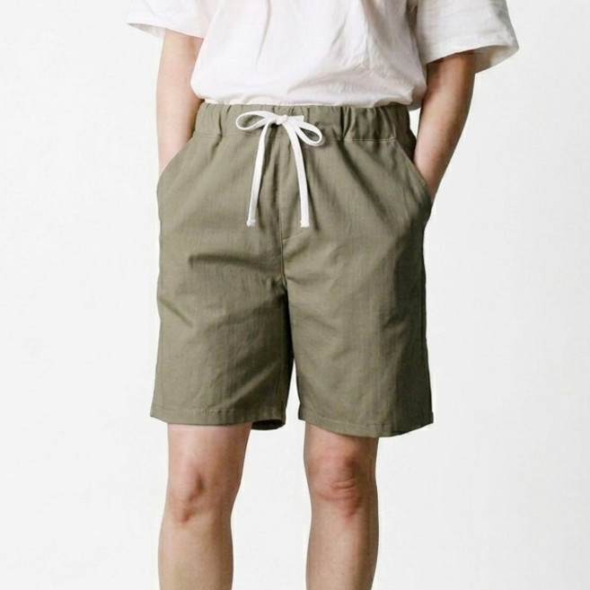 여성 린넨 코튼 면 혼방 5부 빅사이즈 반바지 여름 밴딩 와이드 팬츠