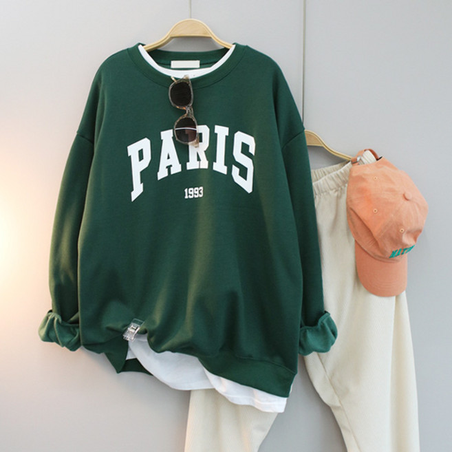 달콩 여성 뽀송PARIS오버핏맨투맨(기모)