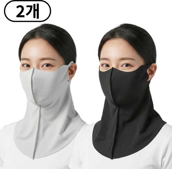 산컴퍼니 여성 자외선차단 3세대 쿨 스포츠 골프마스크 1+1, 1세트, 블렉+그레이