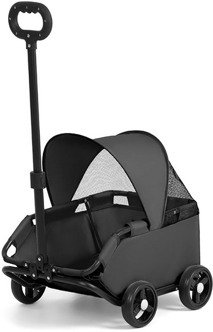 반려동물 커버형 접이식 개모차 카트 웨건, 블랙