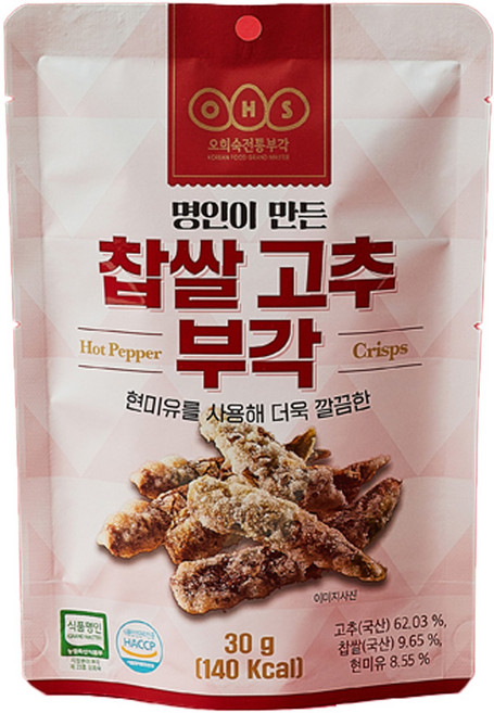 [오희숙전통부각] 찹쌀고추부각30g X 12봉, 30g, 12개
