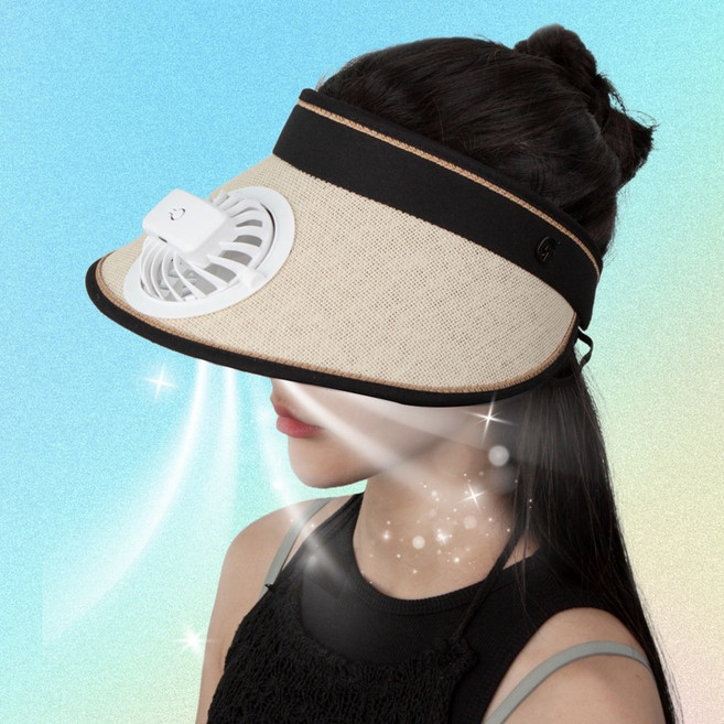 시원상회 3단 선풍기 모자 자외선차단 썬캡