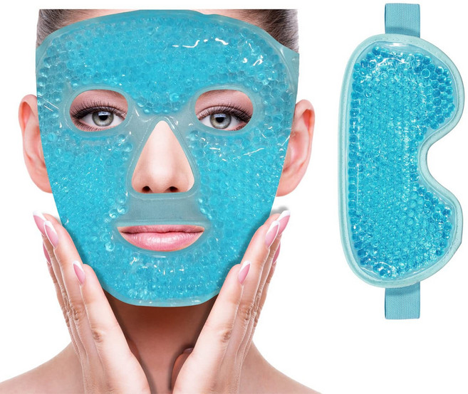 뉴에이지 블루아이마스크+ 페이스마스크 세트 아이스 팩 마스크 캡슐 페이스 마스크 FL 냉팩 찜질팩, 1세트, 2개입