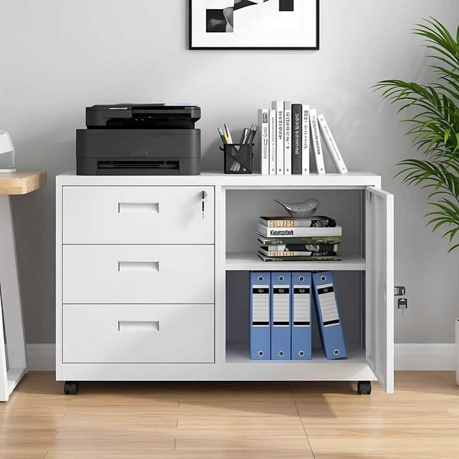 사무용 사무실책장 2단 오픈장 책꽂이 도어장 서류보관 제품, 17. 580x390x750 4단 1.2mm 블랙