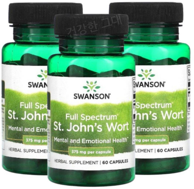 Swanson 풀 스펙트럼 세인트존스워트 추출 375mg St. Johns Wort Extract, 60정, 3개