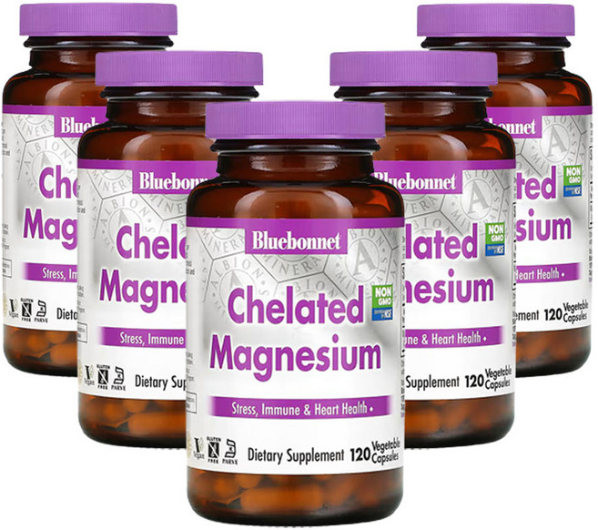 블루보넷 뉴트리션 킬레이트화 마그네슘 베지 캡슐 120정, 5개