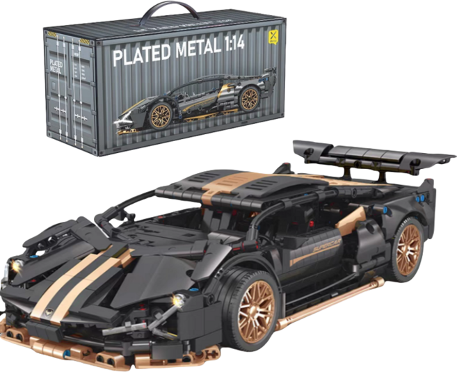 블록형 람보르기니 스포츠카 슈퍼카 블록, 블랙 +골드색, 1개