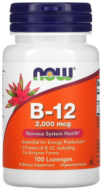 Now Foods 나우푸드 비타민 B12 2000mcg 로젠지스 100 정 2팩, 100정, 2개