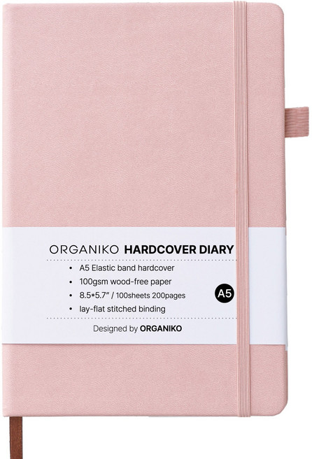 오가니코 A5 하드커버 스크랩 만년 다이어리, 베이비핑크, 1개