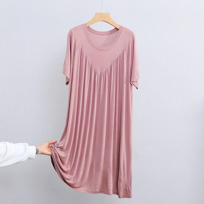 빅무드 원피스 잠옷 모달 빅사이즈 여름 홈웨어 임산부 실내복 빅V셔링 이지웨어