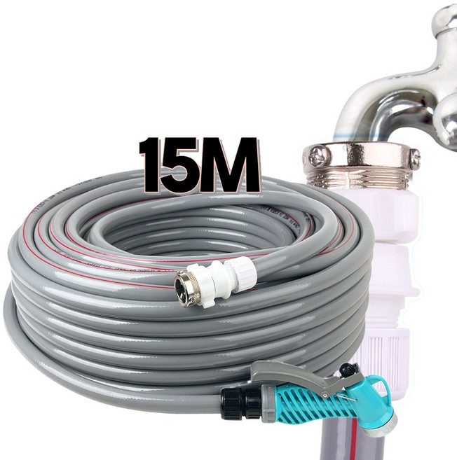 케이더블리 국산 꼬임방지 플렉스 세차호스 원터치 커넥터 분사기, 16mm, 15m