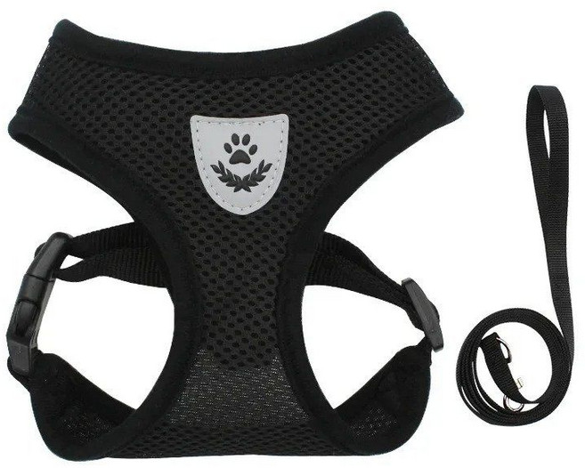 가슴줄 강아지 산책 애견 목줄 야외, Black