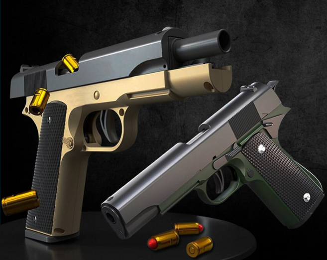 連發拋殼軟彈槍 兒童玩具槍 子彈模型槍 生日禮物, 咖啡色, 1個