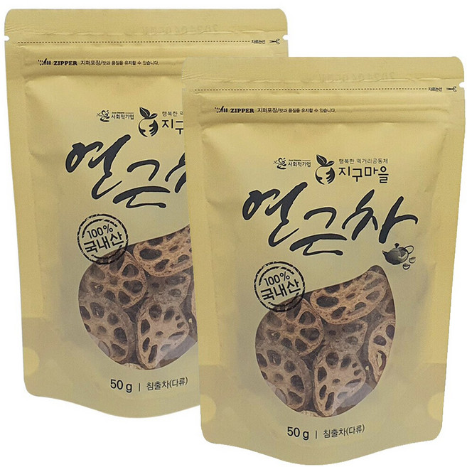 지구마을 프리미엄 무농약 볶은 연근차, 50g, 2개입, 1개