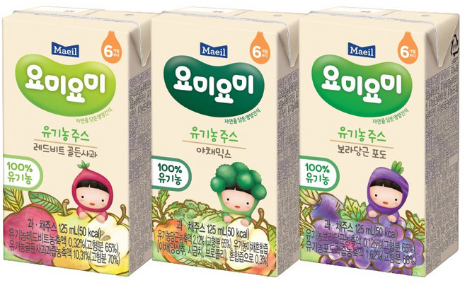 요미요미 유기농주스 125ml 레드비트골든사과8+보리당근포도8+야채믹스8 (총24팩), 1세트