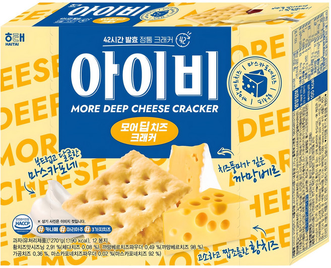 해태제과 아이비 모어딥치즈 크래커, 270g, 1개