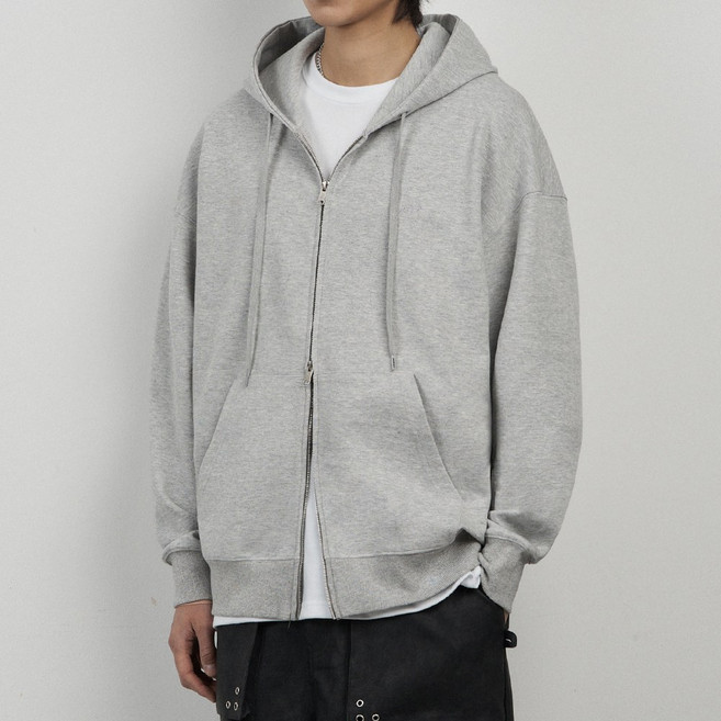 아테즈 남녀공용 오버핏 데일리 무지 베이직 투웨이 후드집업 자켓