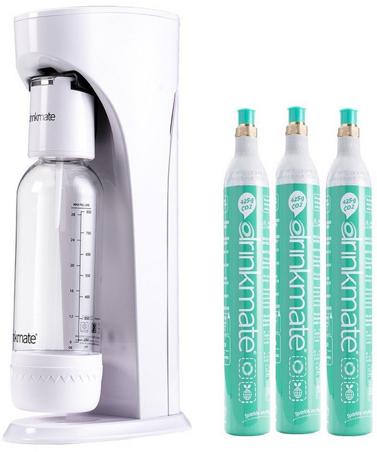 drinkmate 410系列 氣泡水機 (主機 寶特瓶x2 氣瓶), 白色+氣瓶x3
