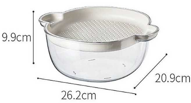 과일세척바구니 손잡이채반 채반소쿠리 사각, 업그레이드 대형 커버 포함 물빠짐, 1개