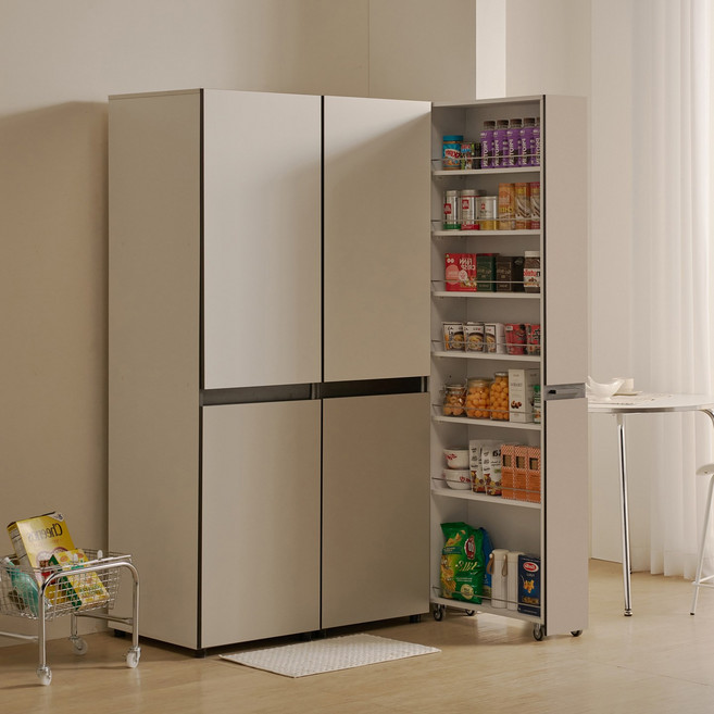 해피아이 비올레 냉장고 틈새장 틈새수납장 슬라이딩 주방수납장 비스포크 타입, 비스포크 타입 (좌형), 새틴베이지