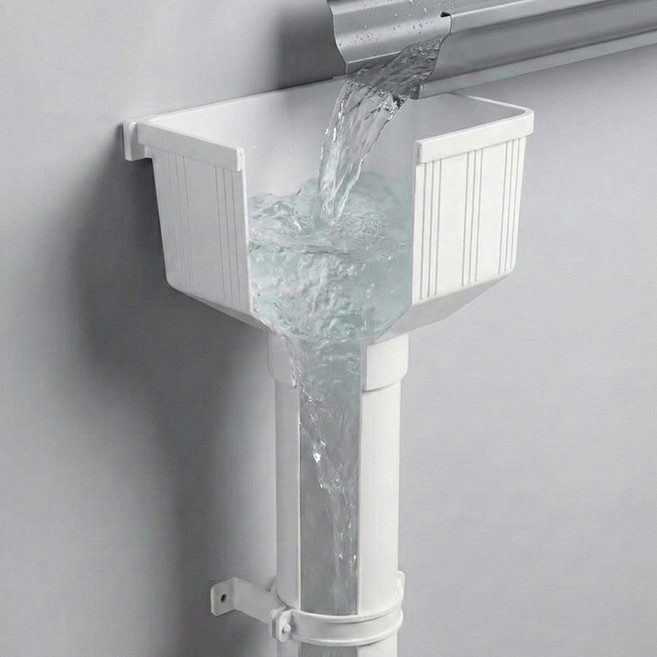 처마 지붕 독립형 물받이 홈통 빗물받이 누수 방지 배수관 낙수관 PVC 깔때기 거터 우수관, 독립형 배수구 75형