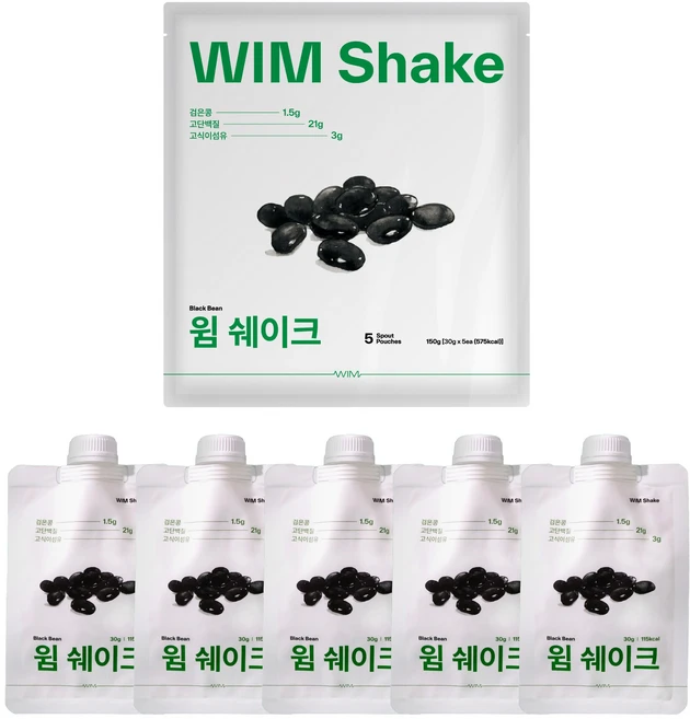 저당 저탄수 고단백 윔쉐이크 검은콩, 5개, 30g - 쿠팡