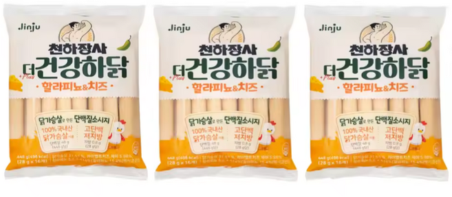 천하장사 더 건강하닭 할라피뇨 & 치즈맛, 448g, 3개