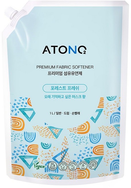 아토앤오투 프리미엄 섬유유연제 리필형 포레스트 프레쉬향 1L 아기옷 신생아옷, 1