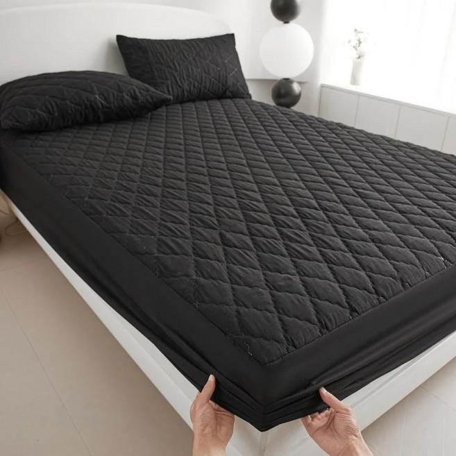 방수 매트리스 커버 보호대 퀸 킹 장착 시트 호텔용 패드베개 케이스, US Twin 99x190cm, 2. Mattress Cover Black