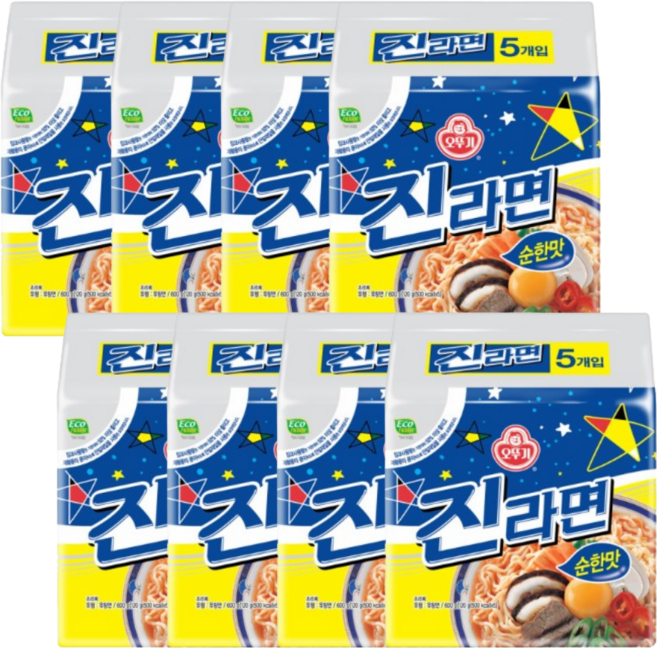 오뚜기 진라면 순한맛 멀티팩(5개입) x 8팩(총40개입), 40개