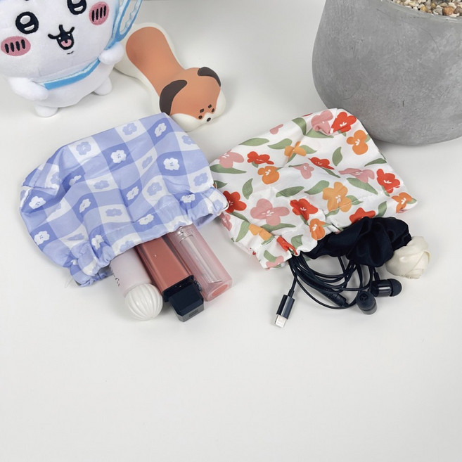 다용도 플라워 원터치 미니 파우치 4종 세트, 1개, 혼합색상