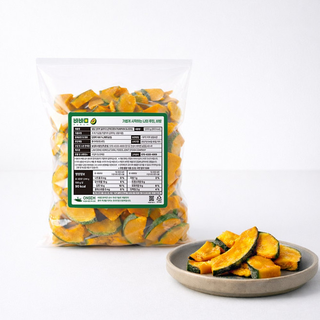 [바밤] 손질 냉동 스팀 단호박 슬라이드 1kg, 1개