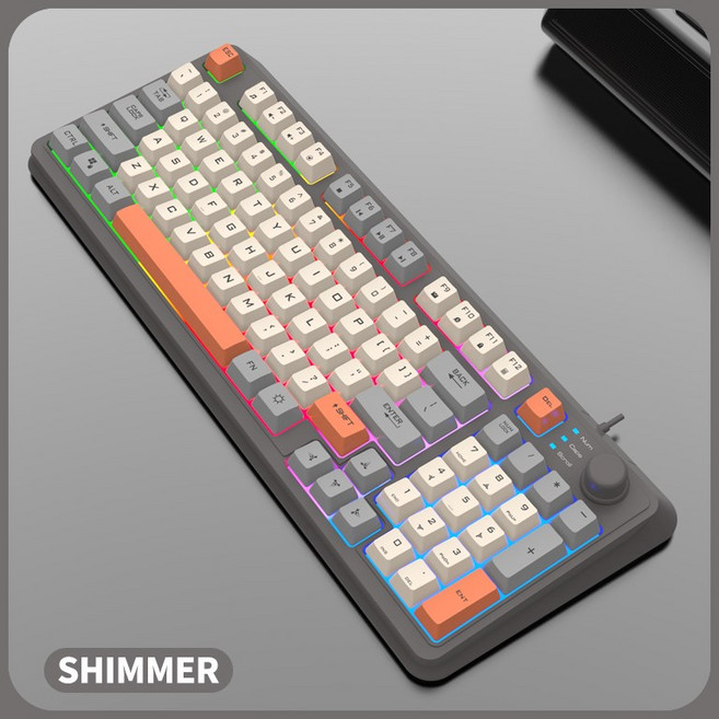 기계식 키보드K82 게이밍 키보드 글로우 유선 USB 데스크탑 PC/노트북 사용 가능 볼륨 조절을 위한 19키 펀, 01 SHIMMER