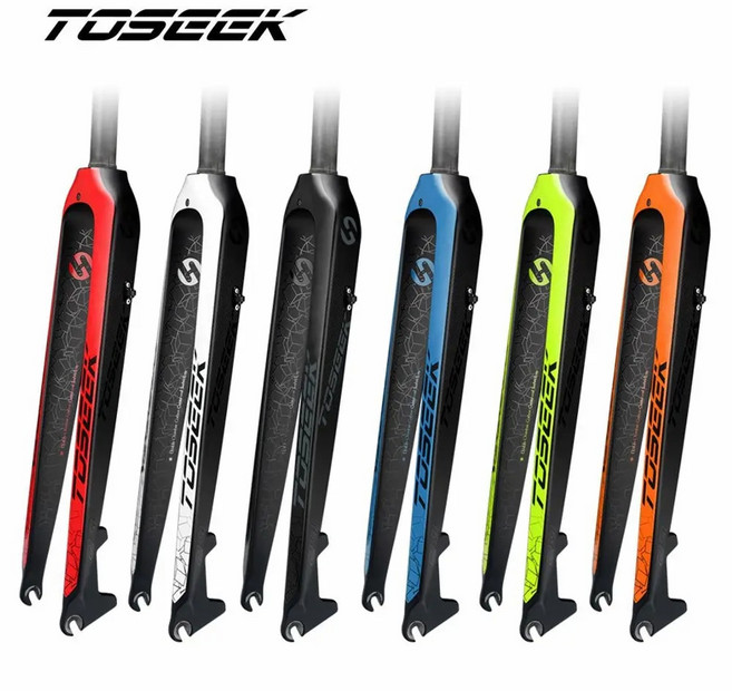 자전거포크 쇼바 TOSEEK 풀 3K 탄소 섬유 산악 자전거 포크 MTB 프론트 휠 26er 27.5er 29er 스트레이트 튜브 28.6mm, 09 Red - 27.5er, 1개