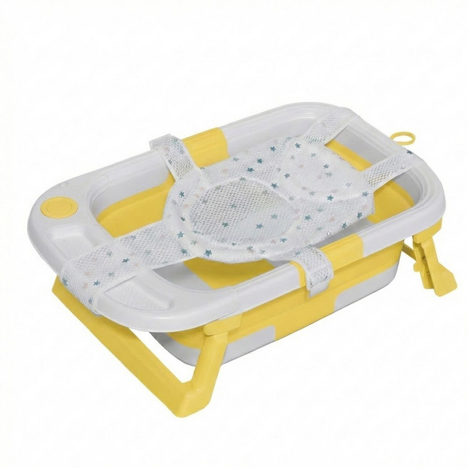 튼튼댕냥 반려동물 초슬림 더블폴딩 펫욕조, 1개, 옐로우