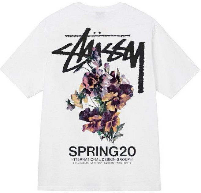 스투시 부케 티셔츠 화이트 1904565, 화이트(White)