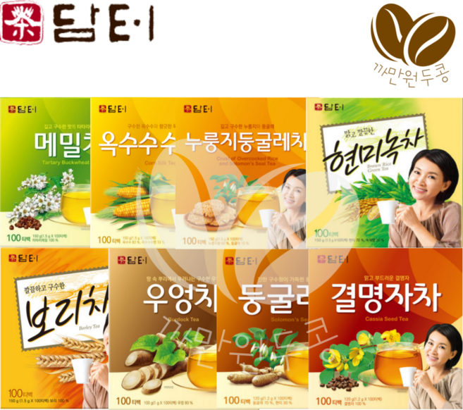 담터 보리차100T 8종 현미 메밀차 옥수수 누룽지 둥굴레 우엉차 결명자 보리차, 1개, 100개입