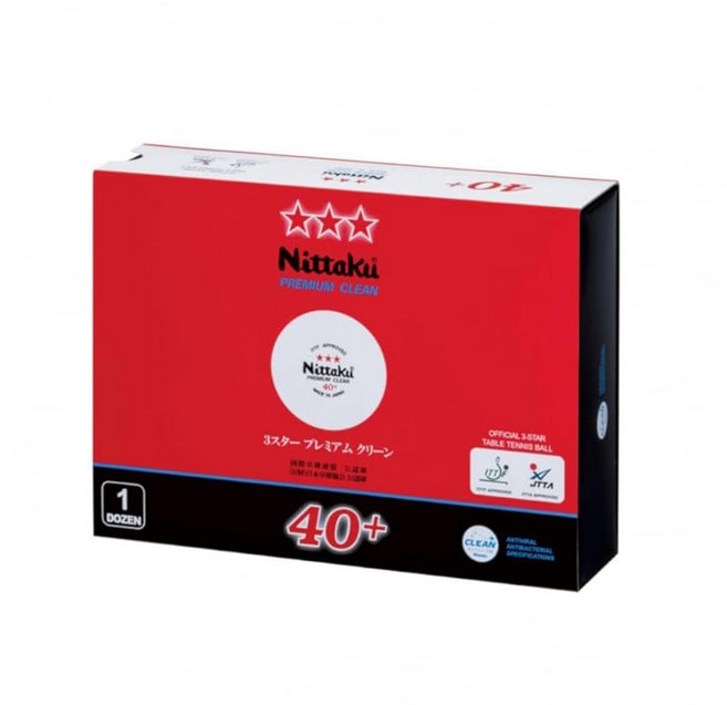 니타쿠 (Nittaku) 탁구 공 3 스타 프리미엄 클린 1 다스 NB1701 화이트 40mm, 상세페이지 참조, 1개