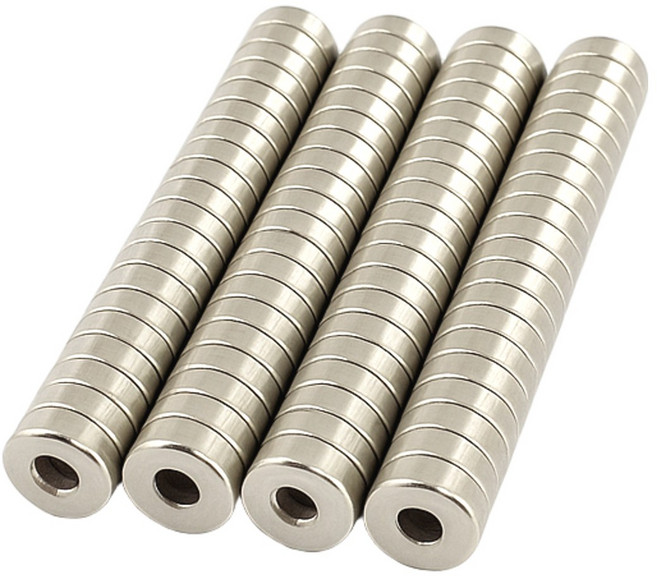 마니코 원형사라자석 지름 12mm x 두께 3mm (홈 6.5mm/내경 4.2mm) D12x3T 네오디움 원형자석, 50개